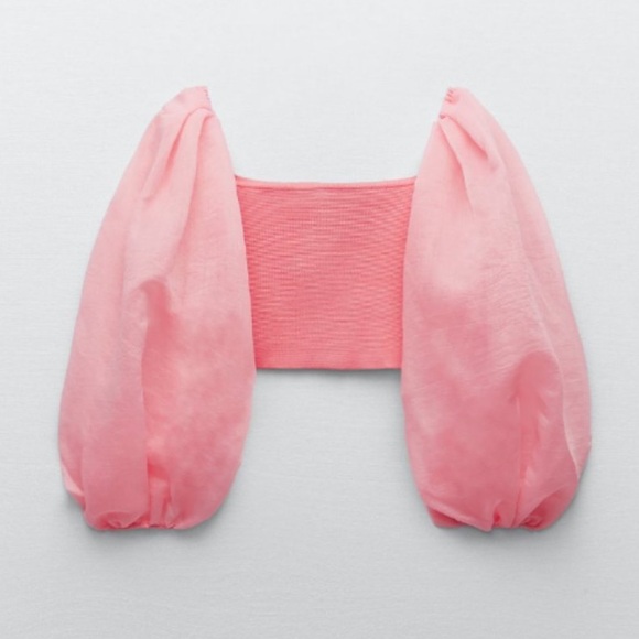 Zara Tops - NWOT Zara Pink Organza Crop Top